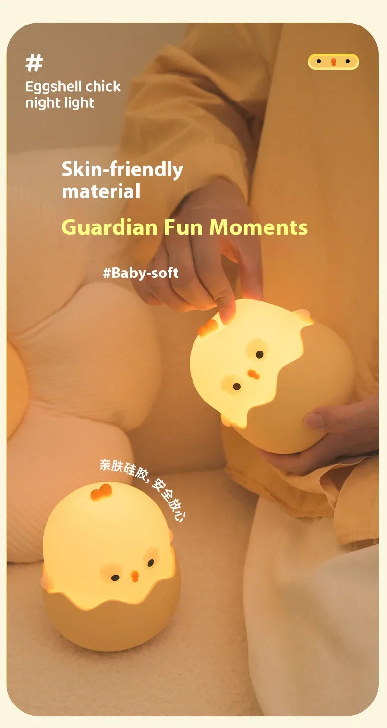 Chick Eggshell Night Light - USB Rechargeable Animal Lamp